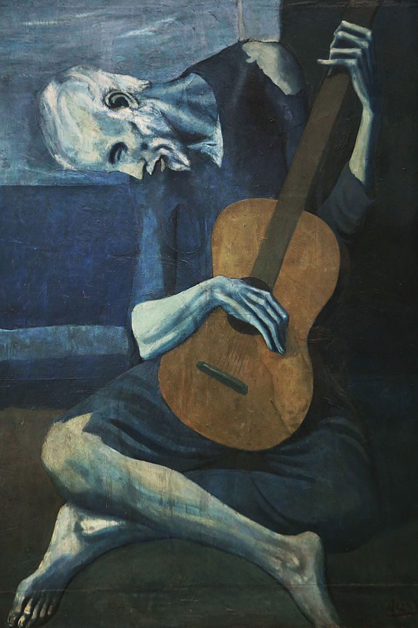 بابلو بيكاسو، عازف القيثار المُسن، 1903، معهد شيكاغو للفنون