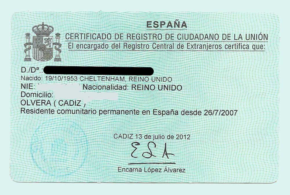 Spanish NIE card
