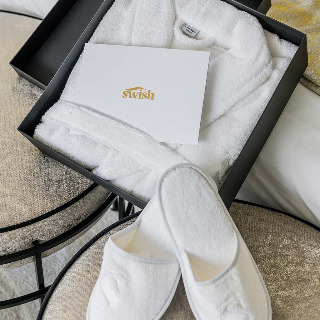Swish slippers and robes. Your wedding guests will be spoilt!