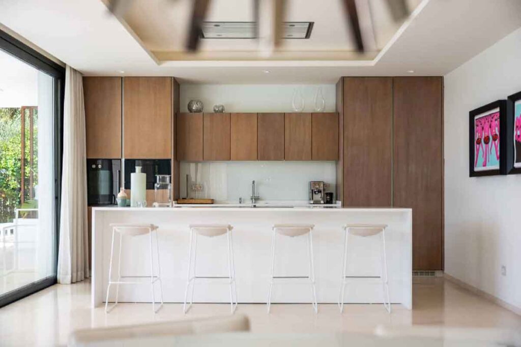A smart kitchen lets guests imagine their perfect family moments: Pictured: Kitchen in Villa Estrella, Marbella