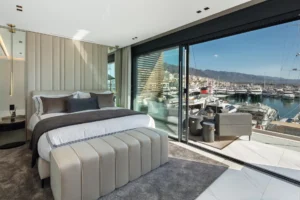 Bedroom with marina view - Frontline Apartment in Puerto Banus