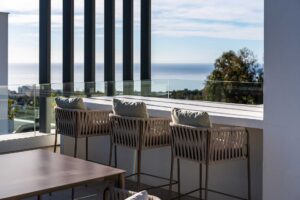 Rooftop terrace (solarium) with sea and mountain views in Marbella, Spain